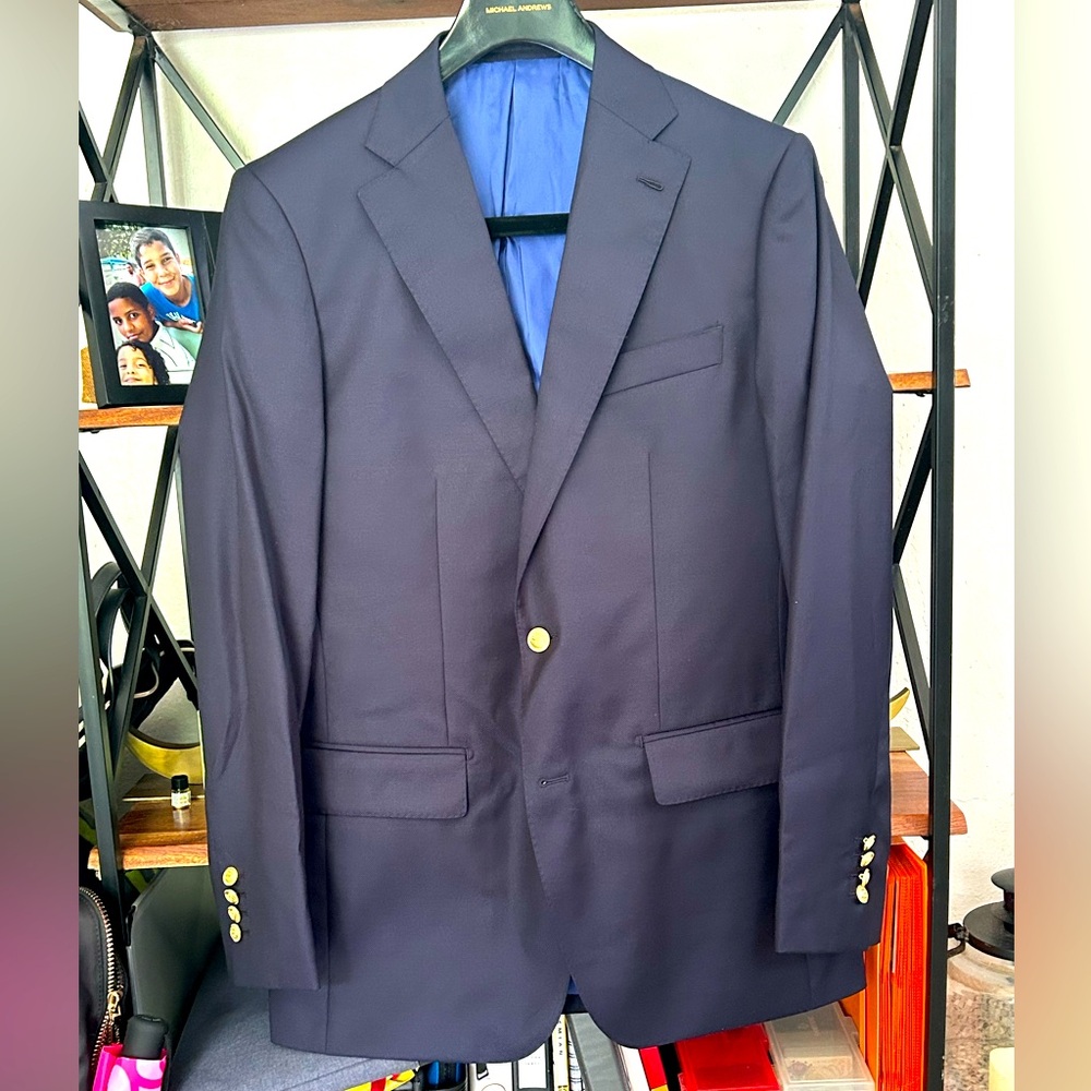 HSS x Michael Andrews Bespoke Classic Navy Blue Blazer – Brand New